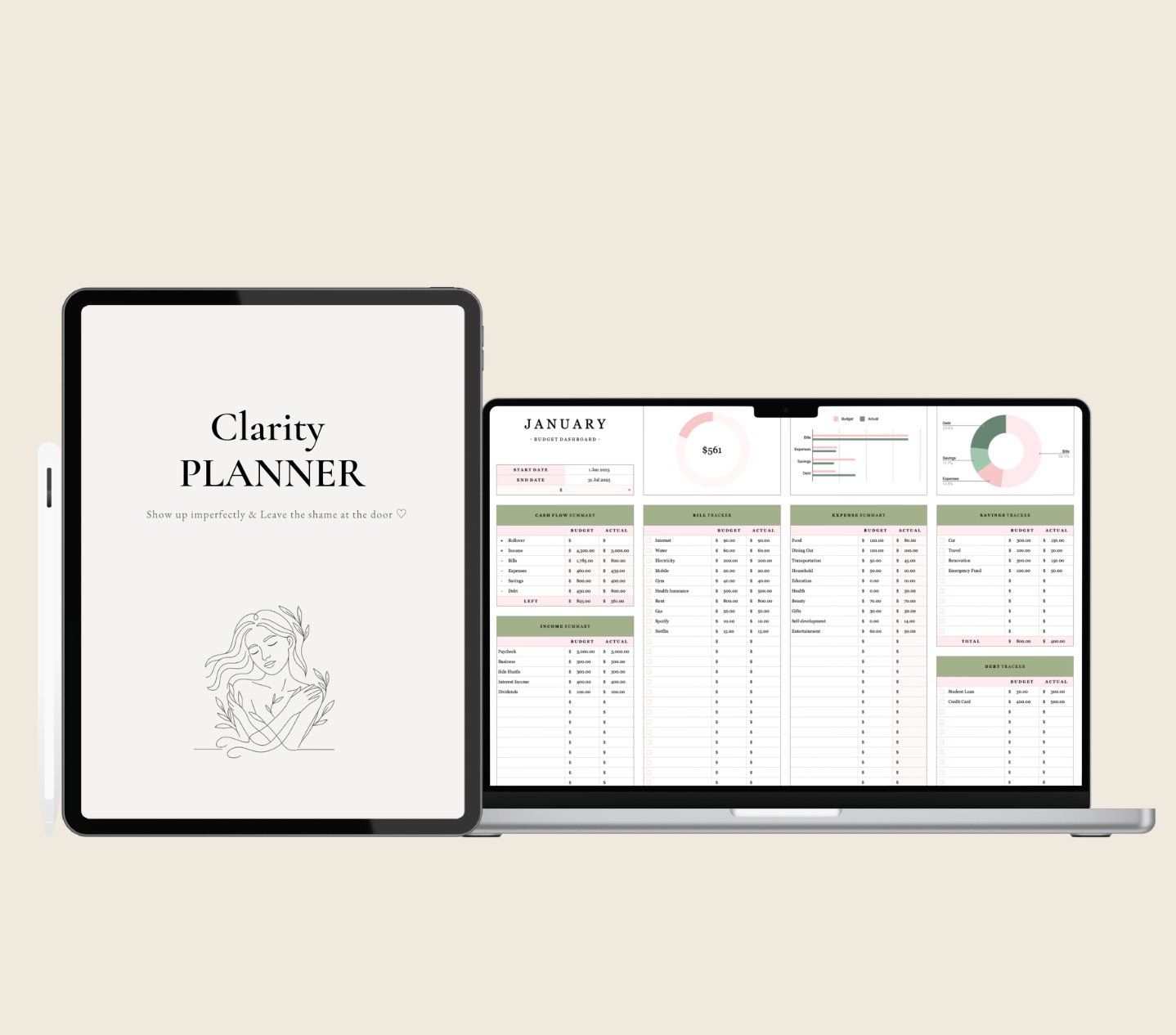 The Clarity Kit — ADHD planner, budgeting sheet, ebooks and affirmation cards